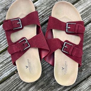 American Eagle Maroon Birkenstock-like Sandals women 8